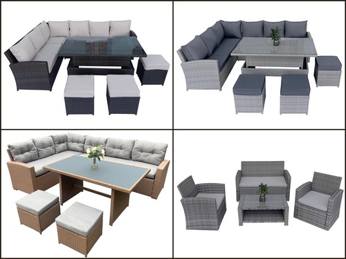 Rattan corner sofa - set, table