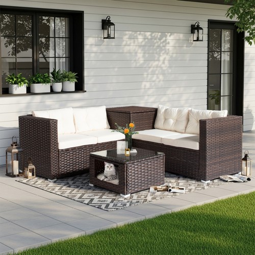 Rattan garden furniture set - garden,