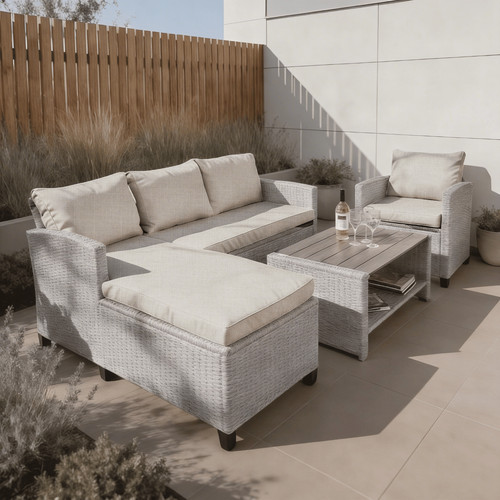 Grey piece rattan - grey,