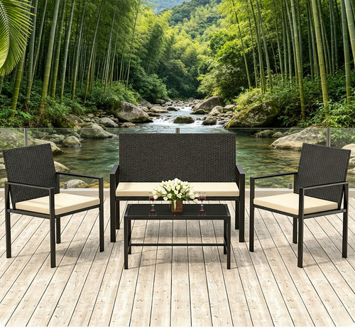 Rattan sofa set piece garden - sofa,