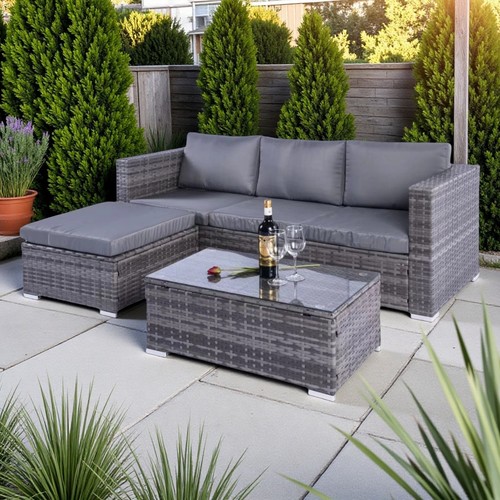 Grey rattan garden corner - garden, 4